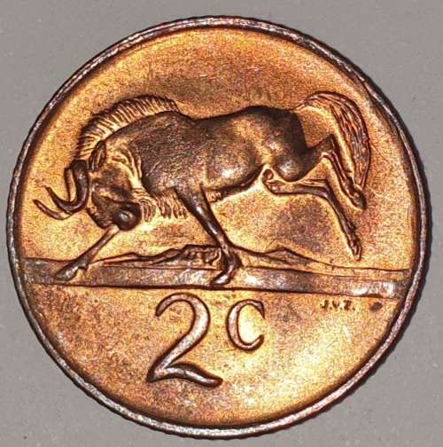 1968 ENG - 2 CENT COIN (TWO CENT COIN) - RSA - BRONZE - KM#66.2 - WILDEBEEST